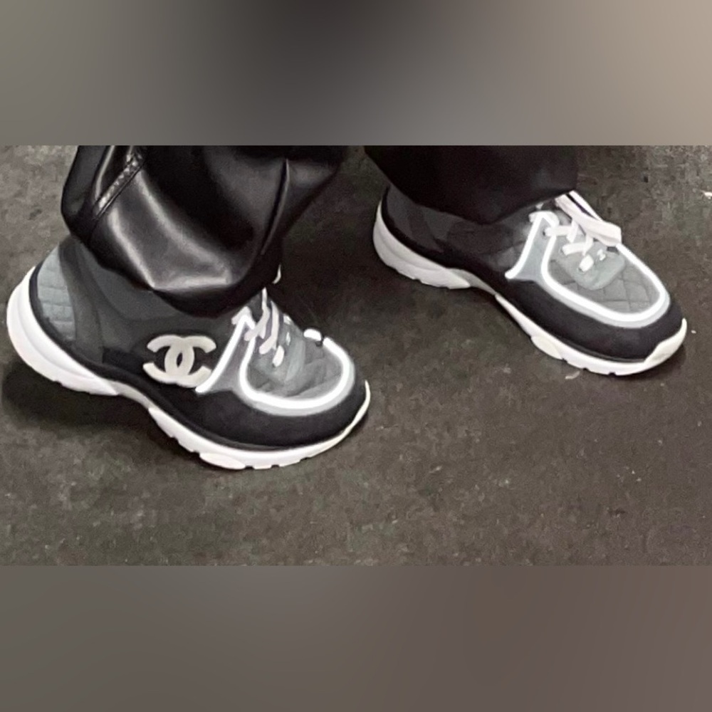 Chanel Grey Suede Sneakers
